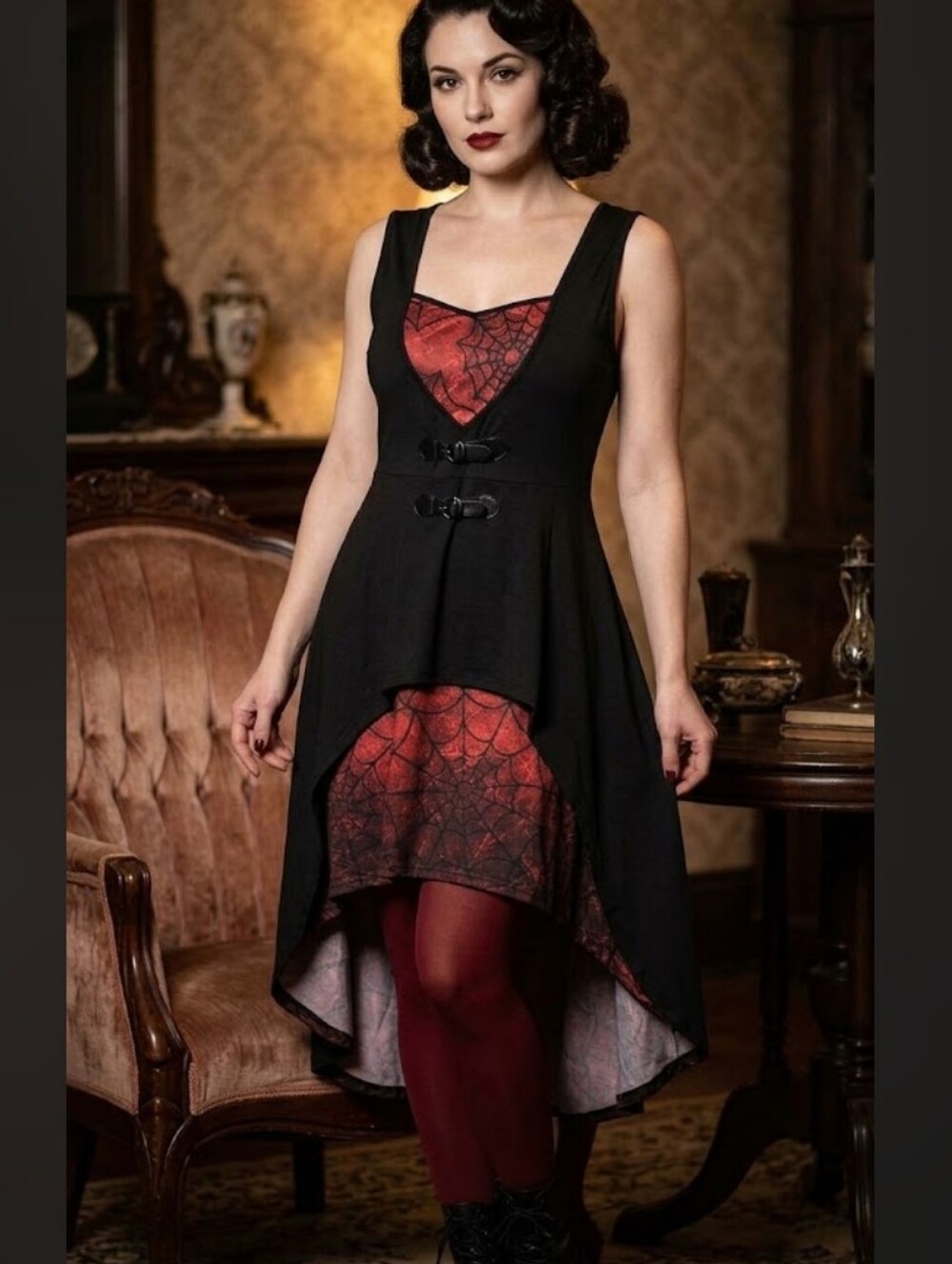 1x 16-18 Plus Size  Halloween Spiderweb Print Party Dress New